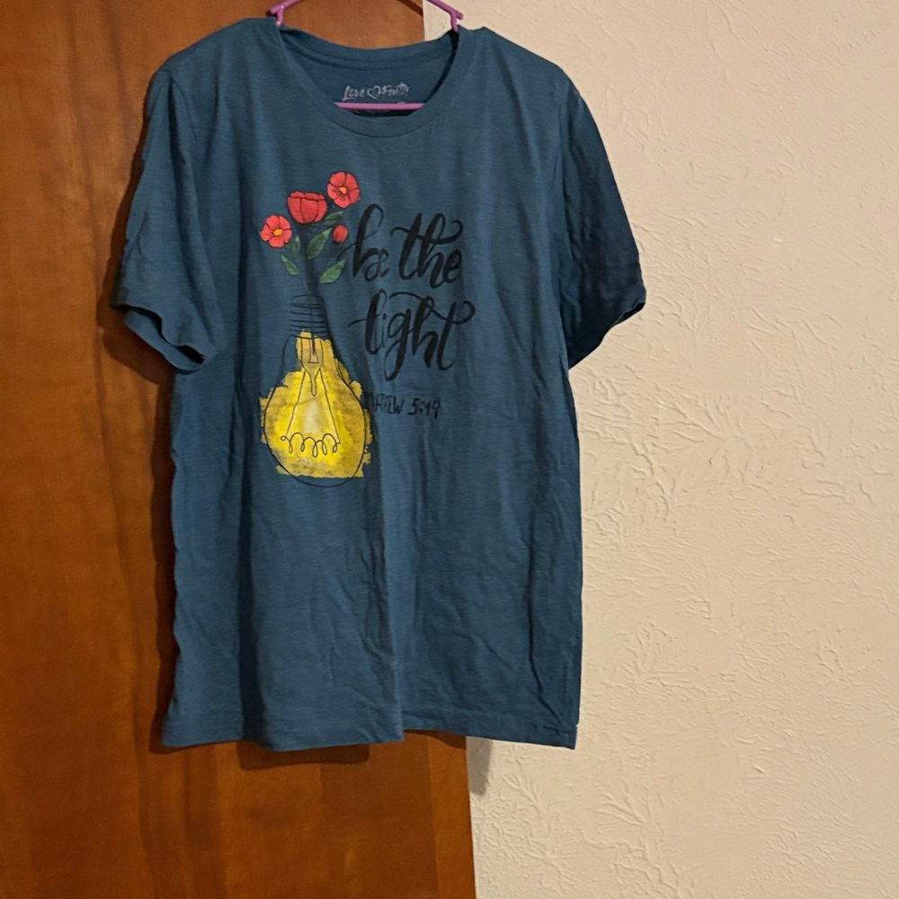Blue Graphic Tee with Inspirational Print